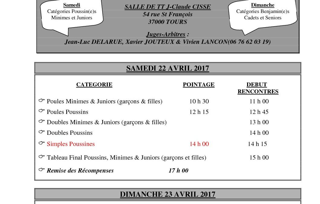 Horaires Compétition (V2)