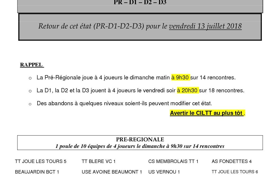 Engt Equipes PR à D3 18-19