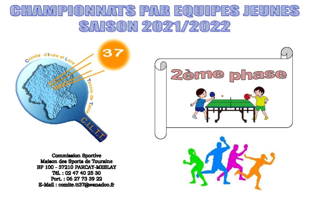 Calendrier Chpt Equipes Jeunes 2ème phase