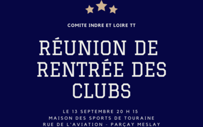 Réunion de rentrée des clubs – Lundi 13 Septembre 2021