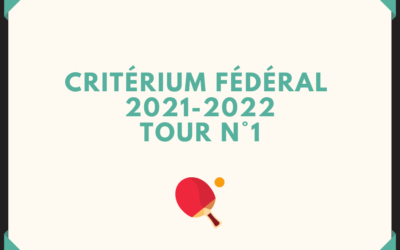 1er Tour Critérium Fédéral 8 au 10 Octobre 2021