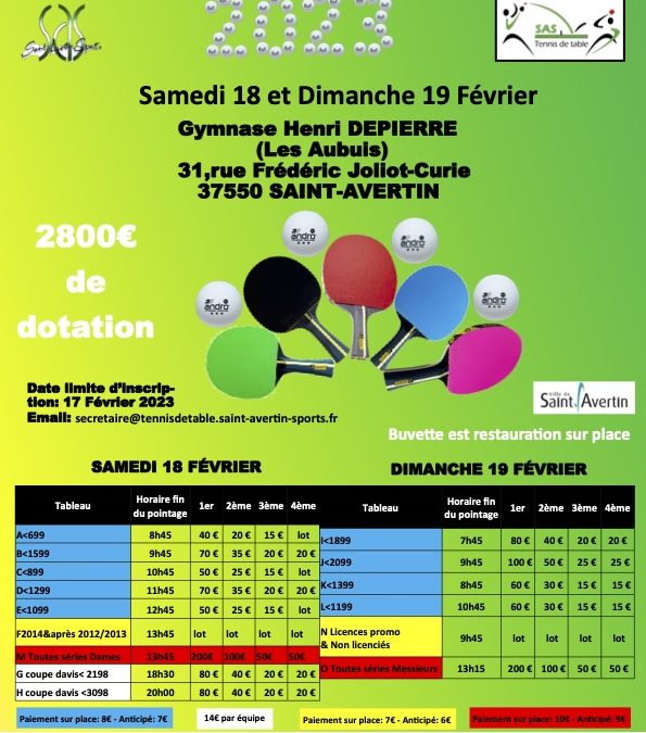 Tournoi National B à Saint Avertin