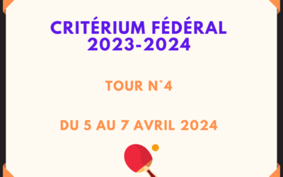 Critérium Fédéral Tour n°4 – 5 au 7 Avril 2024