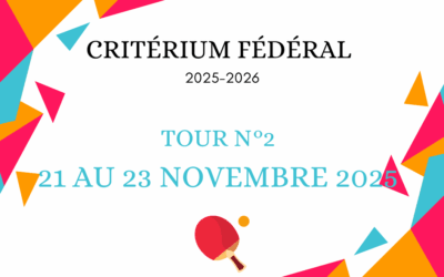 Critérium Fédéral – 2ème tour du 21 au 23 Novembre 2025