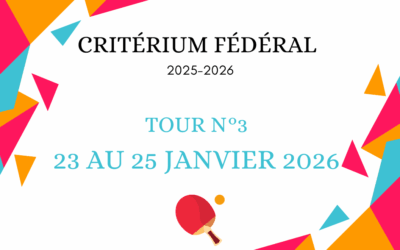 3ème tour du critérium fédéral – 23 au 25 Janvier 2026