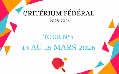 4ème Tour Critérium Fédéral – 13 au 15 Mars 2026